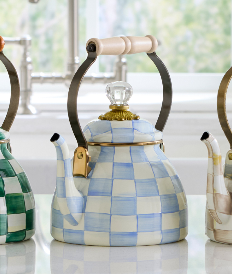MacKenzie-Childs Sky Check Tea Kettle - 2-Qt.