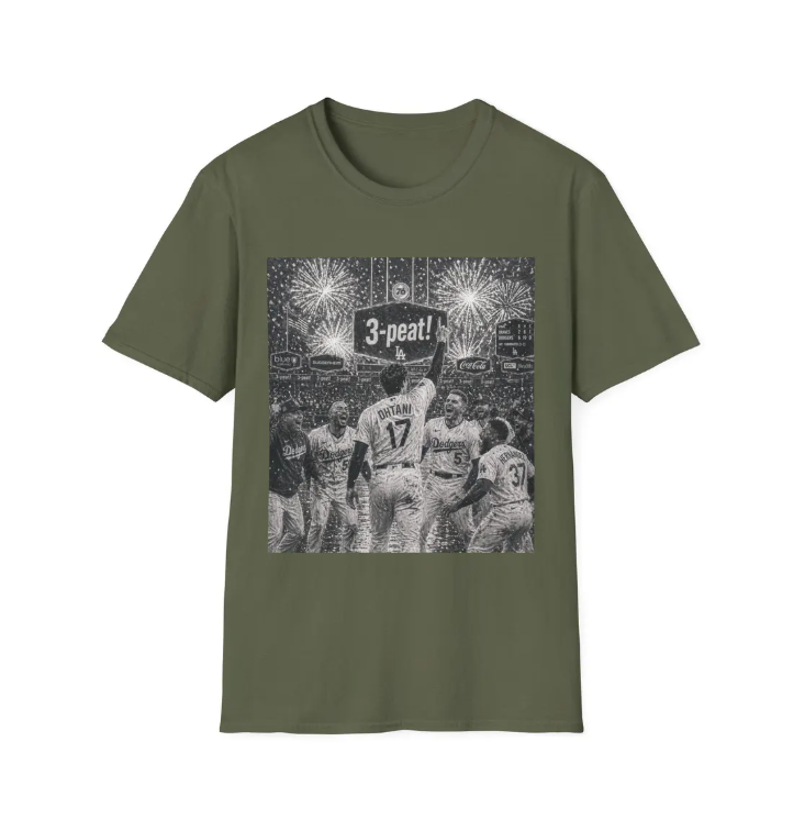 Los Angeles Dodgers Three-Peat Championship T-Shirt 3-Peat MLB Team Tee
