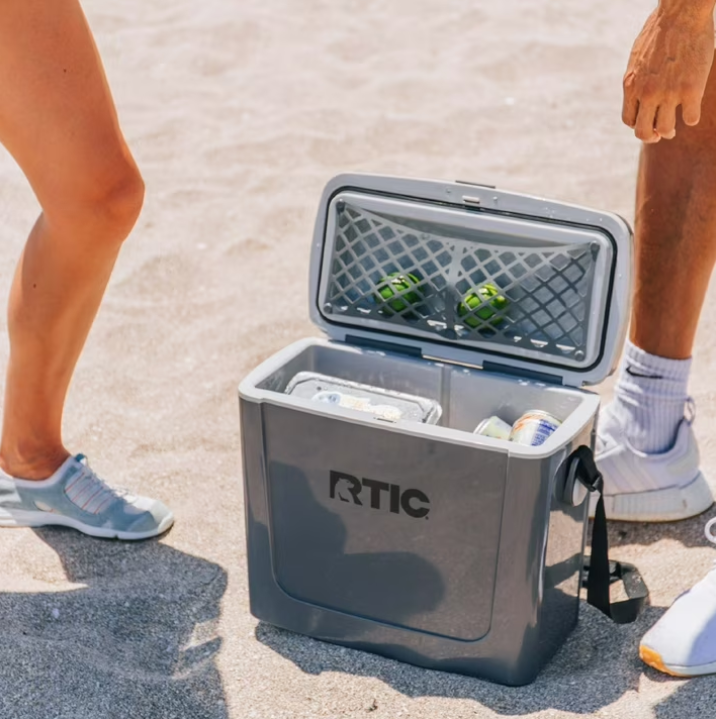 RTIC Road Trip 16 Qt Hard-Sided Cooler, Fits 12 Cans, White & Grey