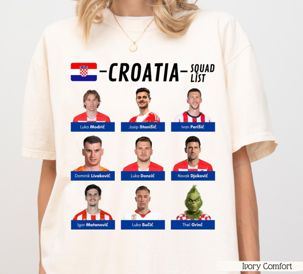Croatia World Cup Shirt, Funny Croatia Squad List Shirt, Croatian Football Team Shirt, World Cup 2026 Shirt, Team Spirit Wear 2026 World Cup