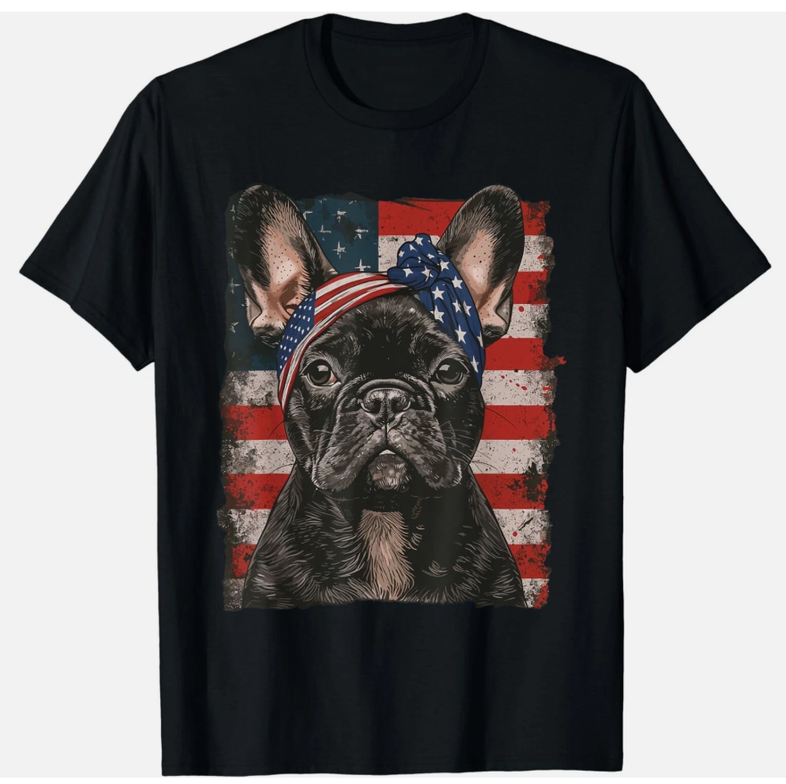 French Bulldog Patriotic 4th Of July USA American Flag Gift Unisex T-Shirt