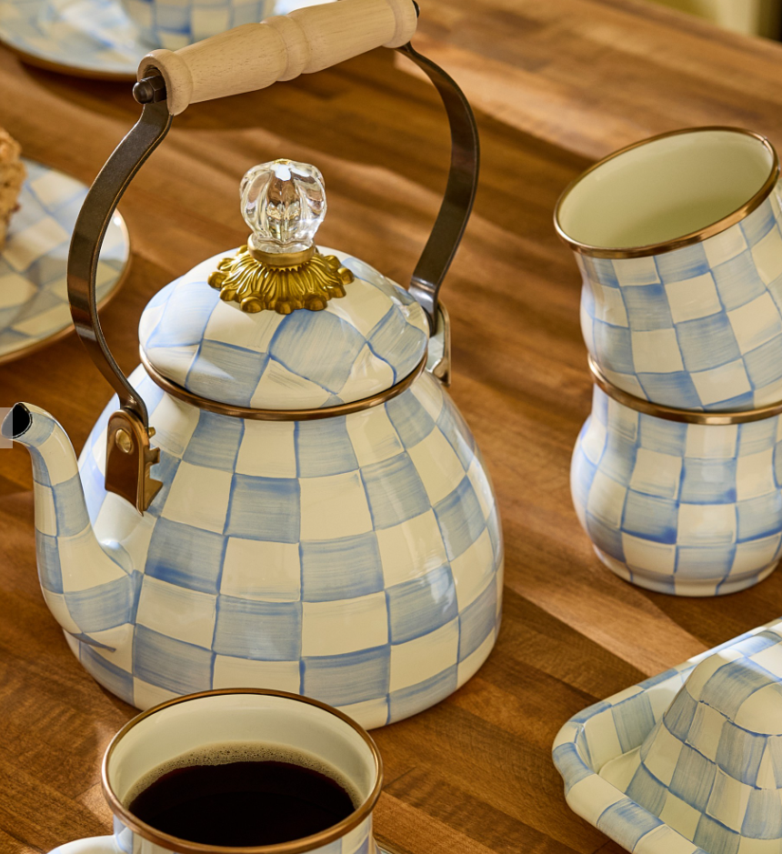 MacKenzie-Childs Sky Check Tea Kettle - 2-Qt.