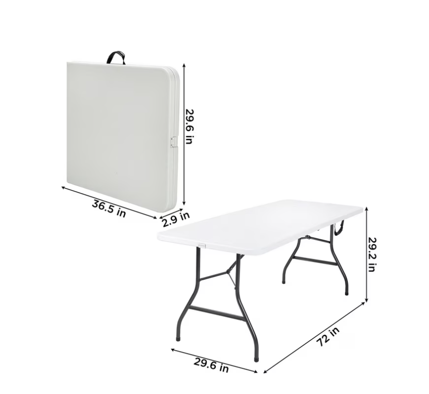 Cosco 6 Foot Premium Folding Table, White Speckle
