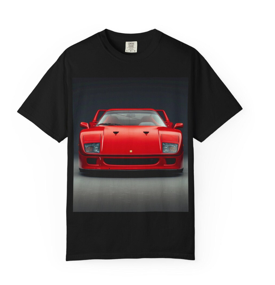 Red Ferrari F40 Front and Rear Photo T-Shirt Sports Car Tee