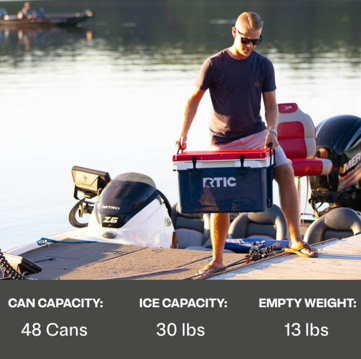 RTIC Ultra-Light 32 Qt Hard-Sided Ice Chest Cooler, Fits 48 Cans, Trailblazer