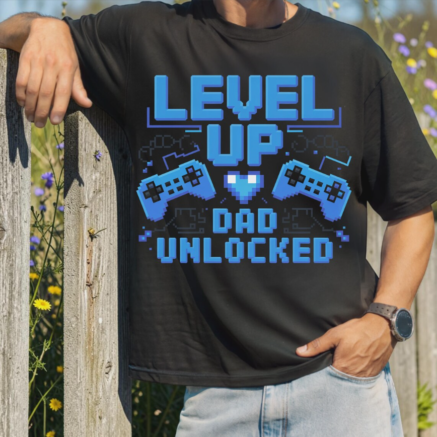 Level Up Dad Unlocked PNG Bundle – Gamer Dad T-Shirt, Father’s Day Sublimation Digital Download