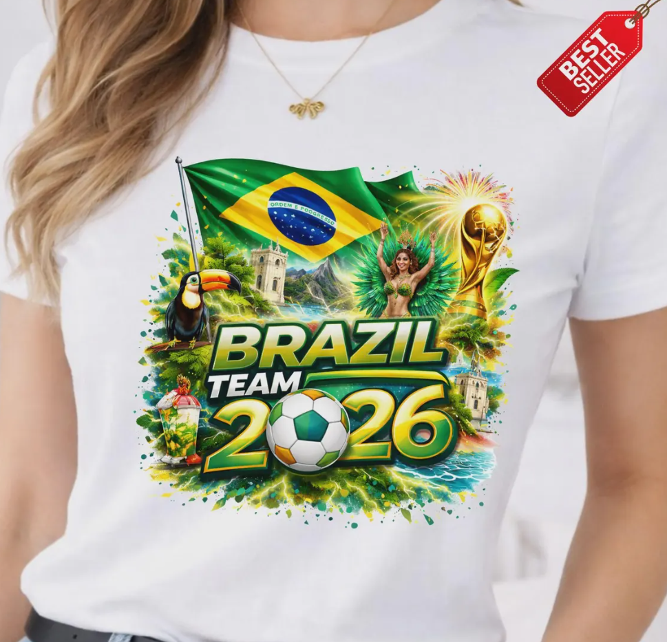 Brazil Team 2026 T-Shirt – Brazil Soccer Fan Tee, Brazil Flag Graphic Shirt, World Cup 2026 Football Supporter Gift