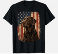 Chocolate Labrador 4th Of July T-Shirt, American Flag Patriotic Lab Dog Gift Tet