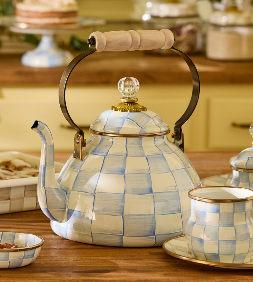 MacKenzie-Childs Sky Check Tea Kettle - 2-Qt.