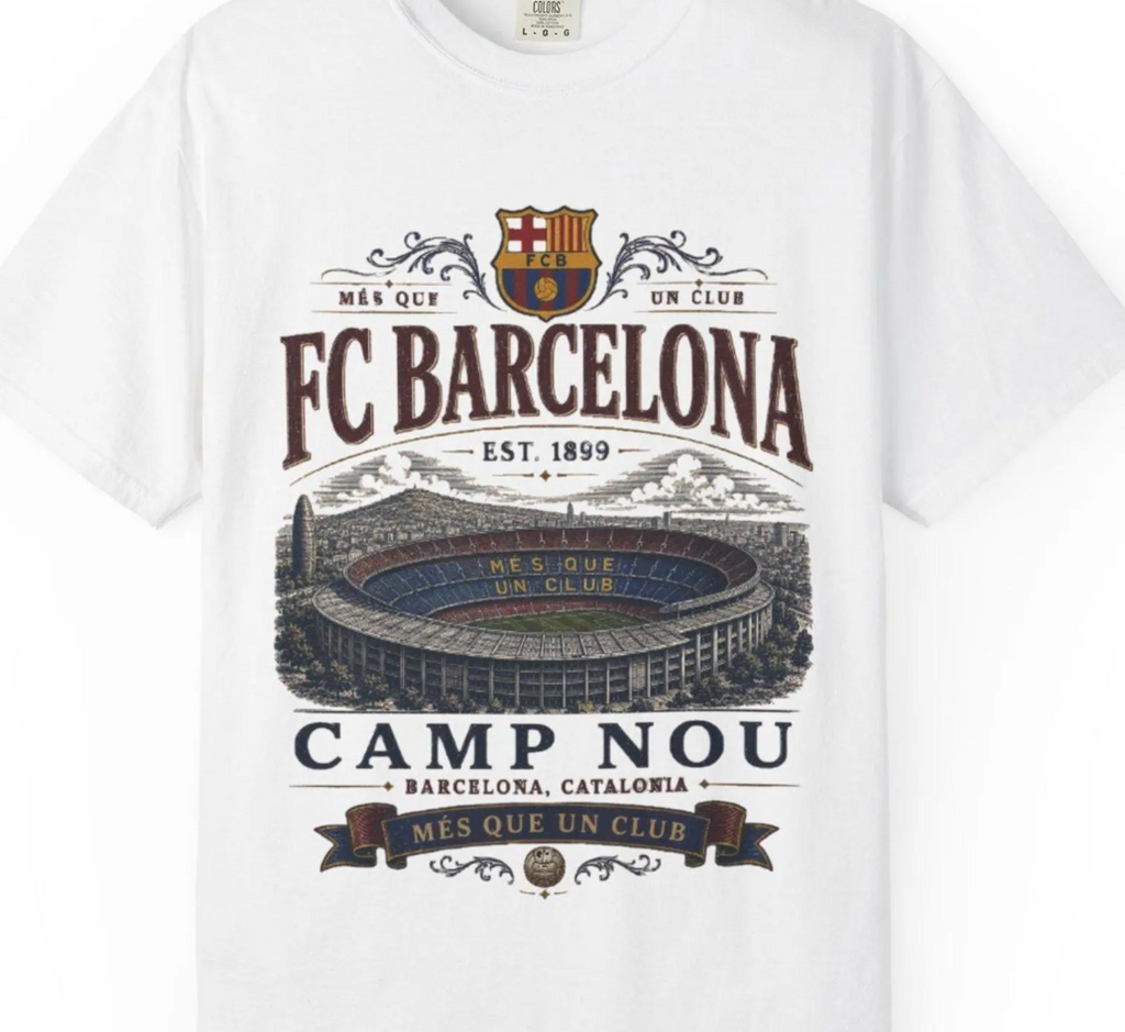 Barcelona Football Shirt, Mes Que Un Club Retro Soccer Tee, Camp Nou Stadium, barca shirt, fcb tee, barca tee, vintage Barca shirt
