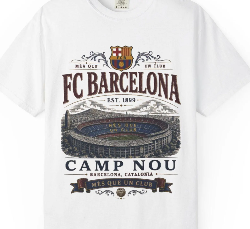 Barcelona Football Shirt, Mes Que Un Club Retro Soccer Tee, Camp Nou Stadium, barca shirt, fcb tee, barca tee, vintage Barca shirt