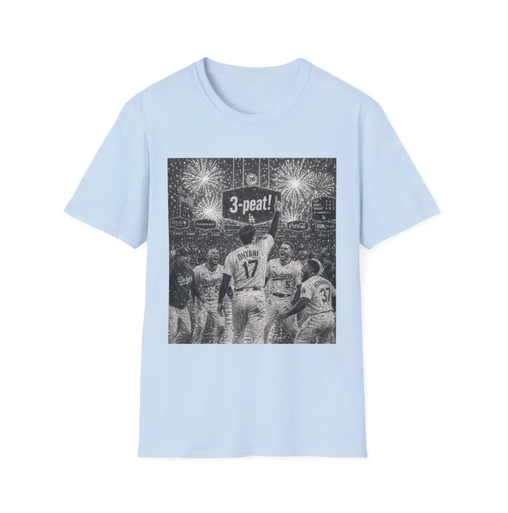 Los Angeles Dodgers Three-Peat Championship T-Shirt 3-Peat MLB Team Tee