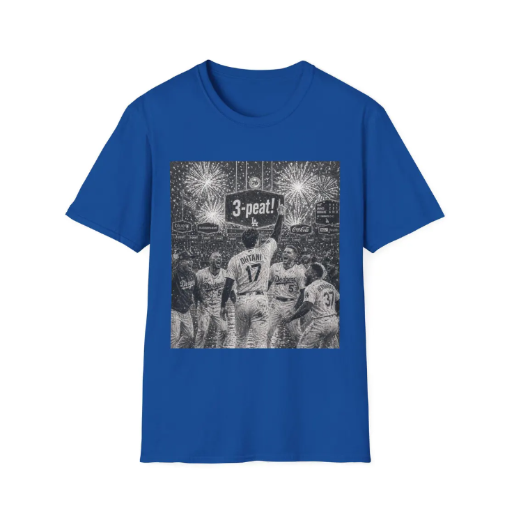 Los Angeles Dodgers Three-Peat Championship T-Shirt 3-Peat MLB Team Tee