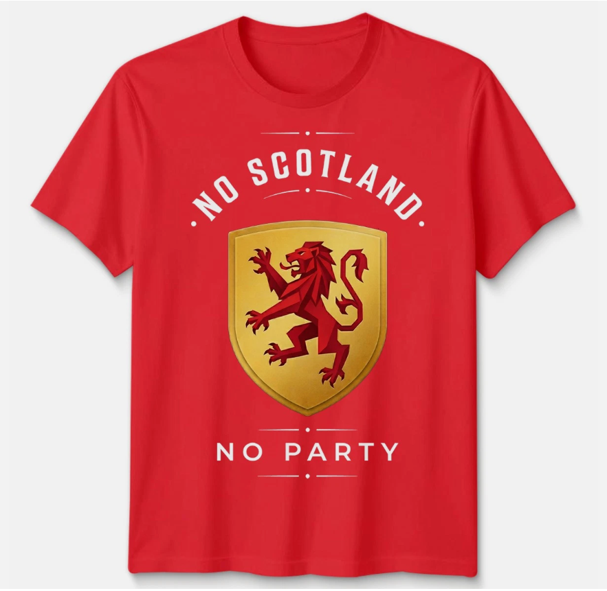No Scotland No Party Football Unisex T Shirt Scotland Fan Mens Womens Top