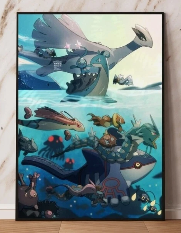 water type PokeArt Canvas Poster Anime wall Art home decor