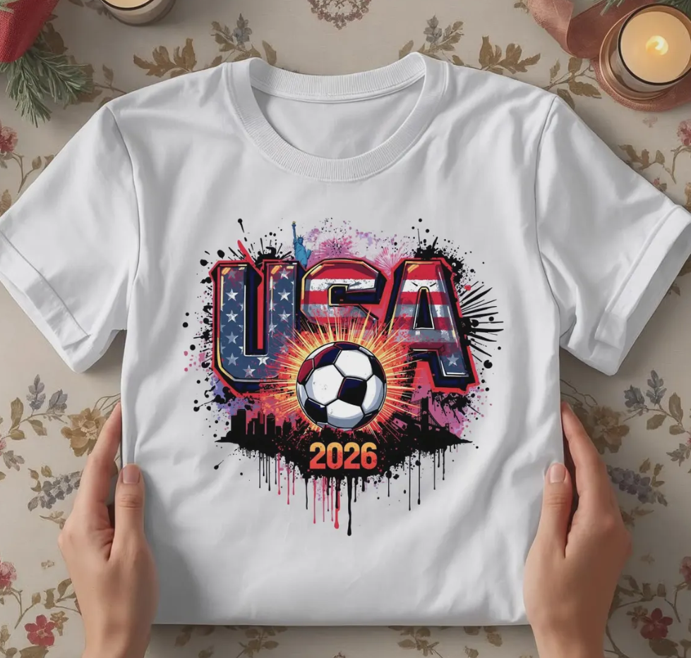 USA 2026 T-Shirt – American Soccer Fan Tee, USA Flag Graphic Shirt, World Cup 2026 Football Supporter Gift