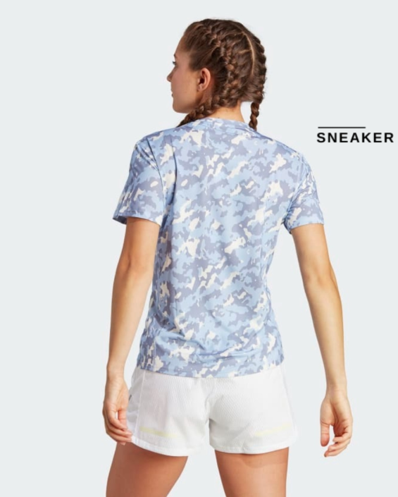 Adidas Own the Run Camo Running Tee – Blue Dawn
