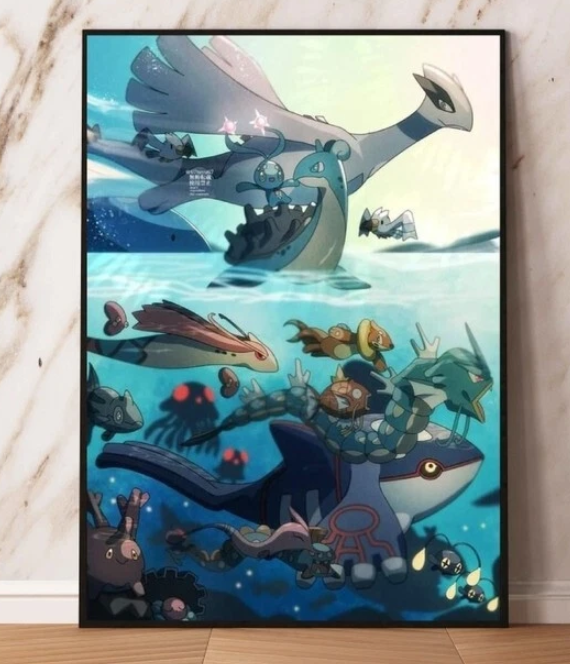water type PokeArt Canvas Poster Anime wall Art home decor