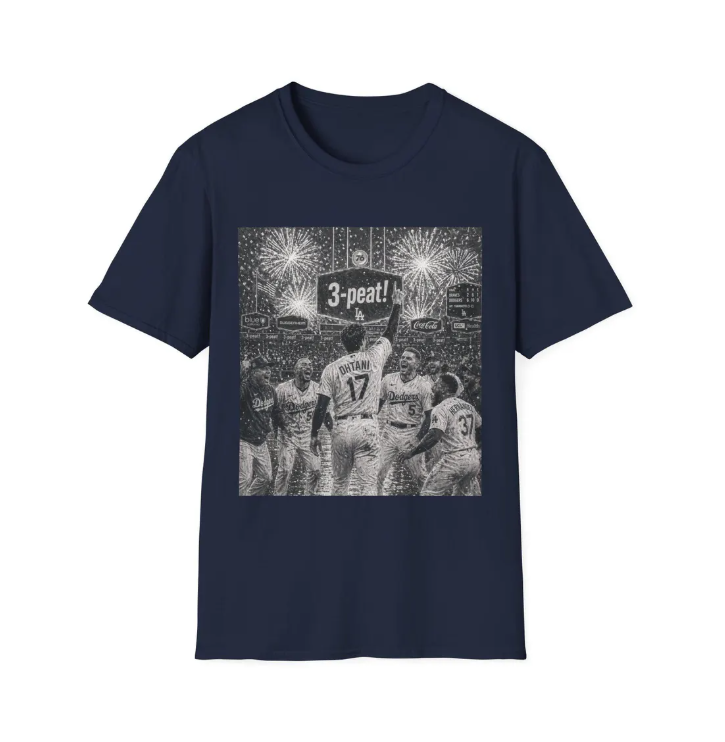 Los Angeles Dodgers Three-Peat Championship T-Shirt 3-Peat MLB Team Tee