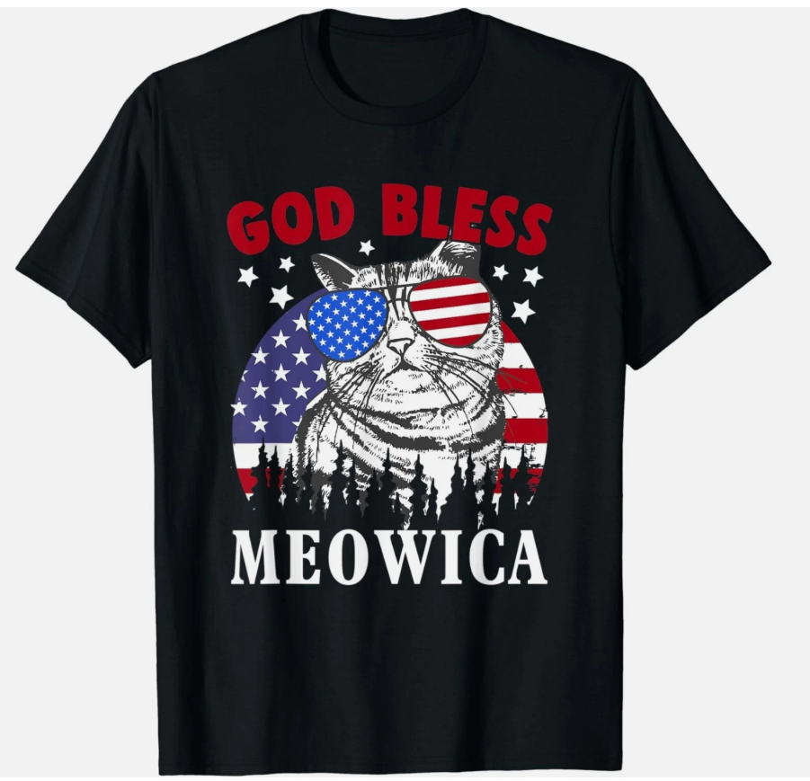 Memorial Day, meowica cat, 4th of July patriotic usa flag Gift Unisex T-Shirt