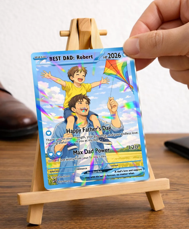 Personalized Father’s Day Pokemon Card - Custom Photo Trainer Card, Gamer Dad Gift, Father’s Day Gift for Geek Dad, Pokemon Keepsake for Dad