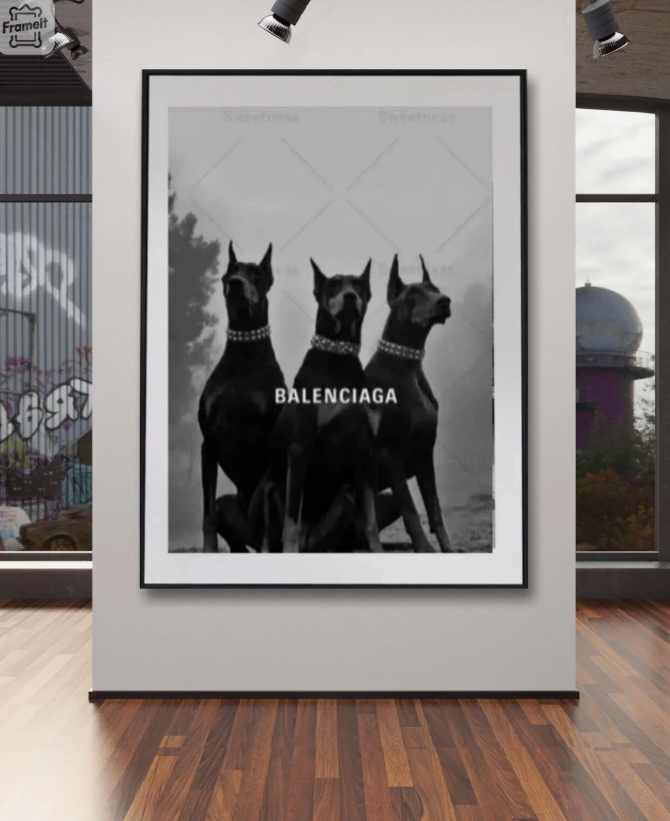 Balenciage Doberman Canvas poster Wall Art Home Decor