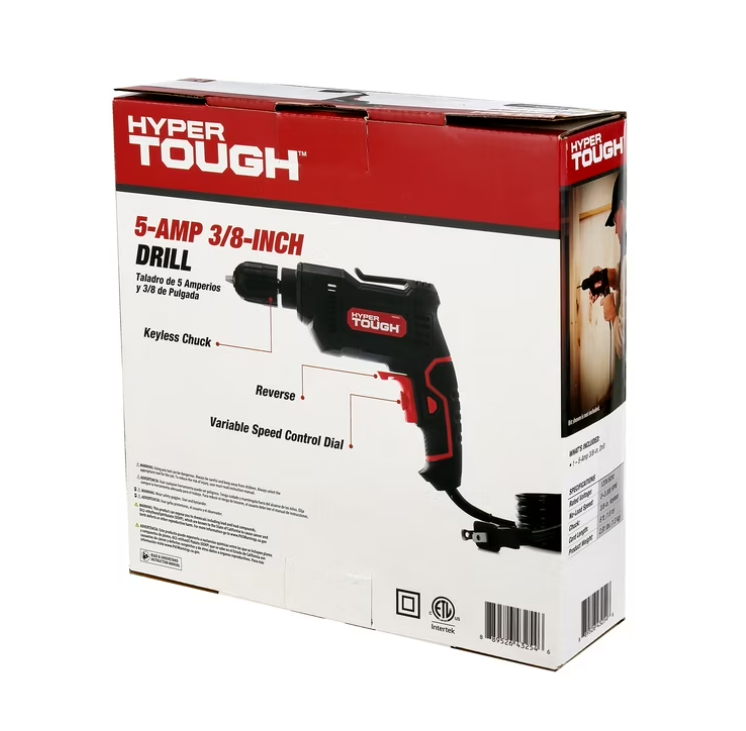 Hyper Tough 5.0amp, 120 Volts 3/8 inch Electric Drill, New Condition