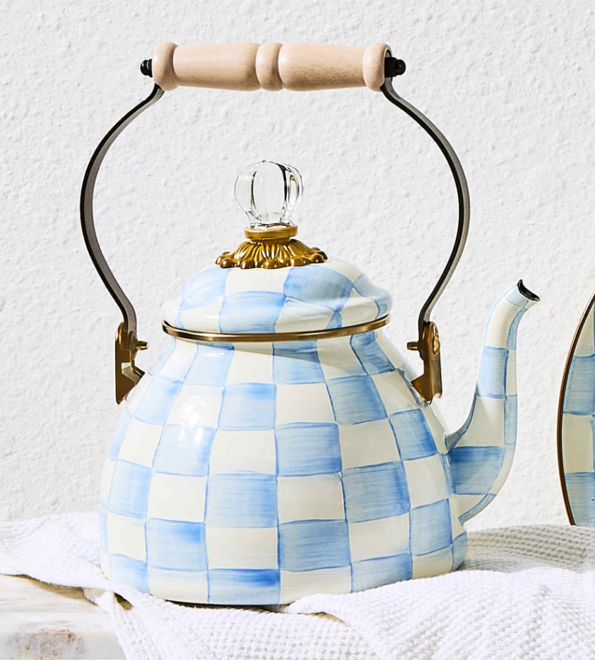 MacKenzie-Childs Sky Check Tea Kettle - 3-Qt.