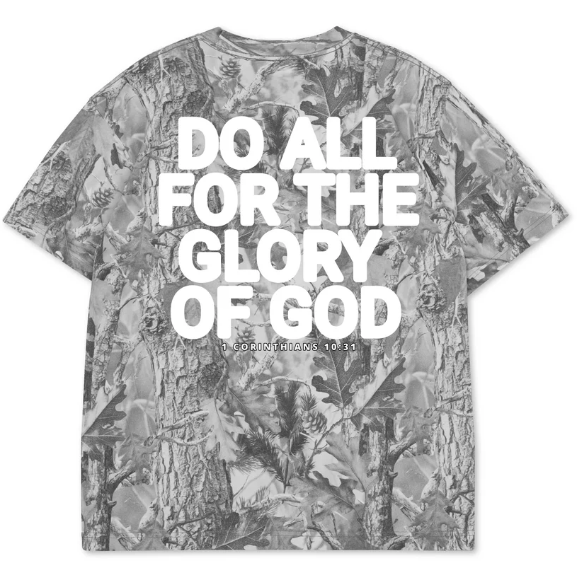 GLORY OF GOD Oversized Tee - Gray Camo