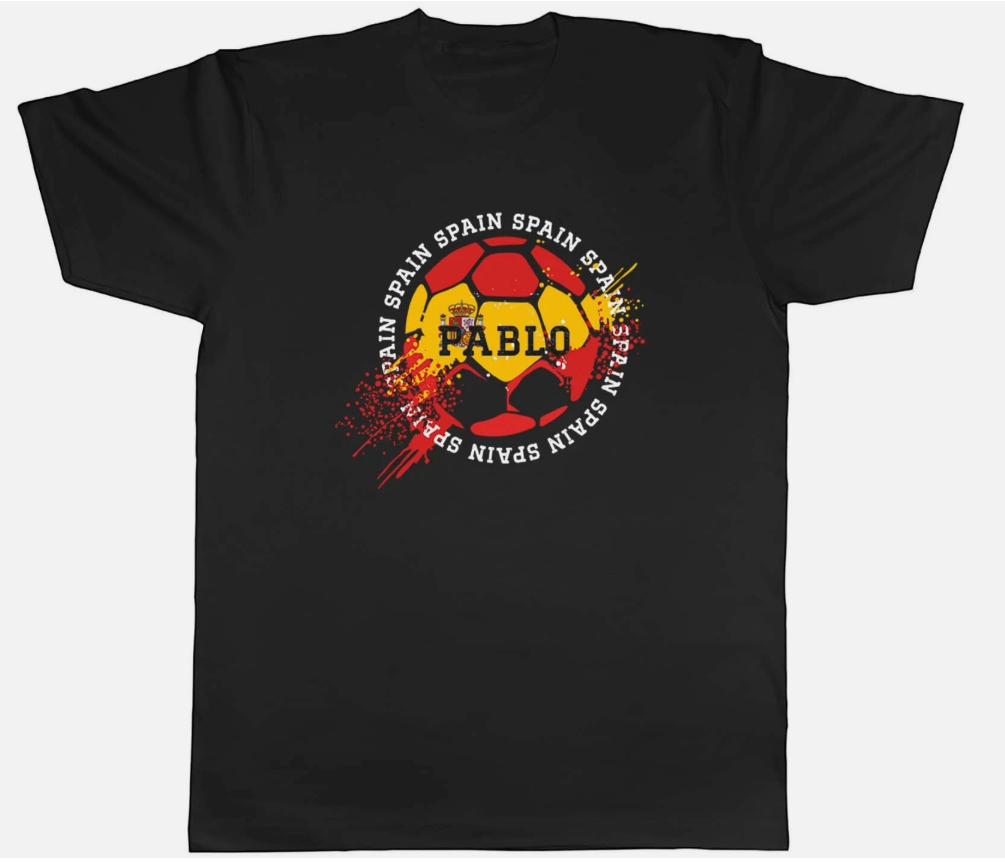 Personalised Spain Football Sports Mens Unisex T-Shirt Tee Gift