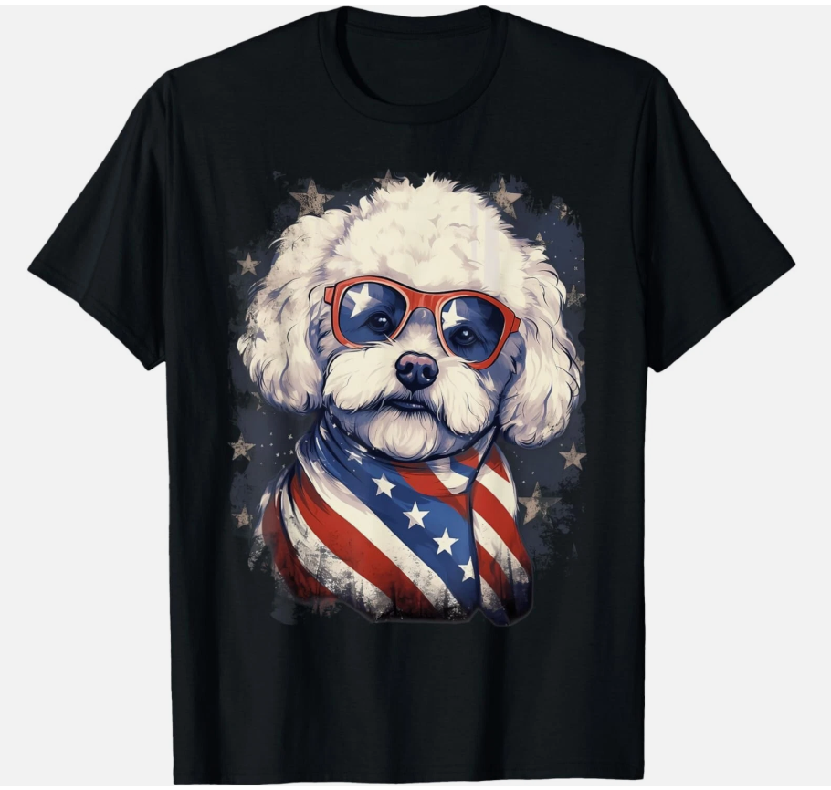 4th Of July US Flag Bichon Frise Dog Gift Unisex T-Shirt