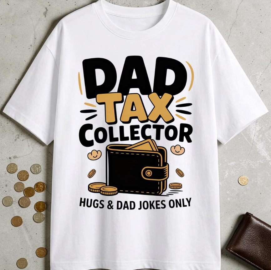 Dad Tax Collector PNG – Funny Wallet Dad T-Shirt Design, Hugs & Dad Jokes Only, Father’s Day Sublimation Digital Download
