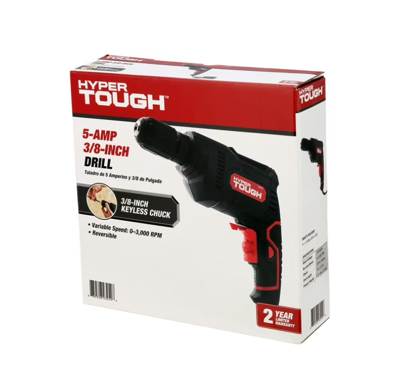 Hyper Tough 5.0amp, 120 Volts 3/8 inch Electric Drill, New Condition