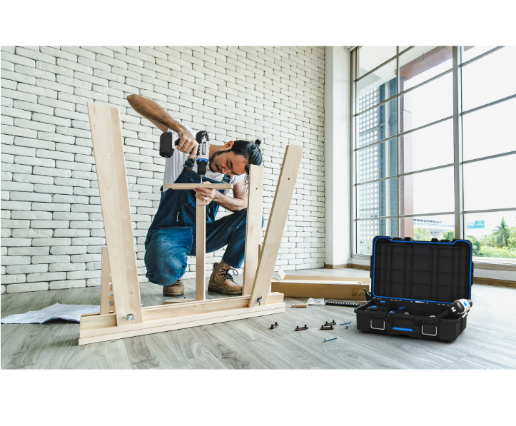 HART Stack System Tool Box with Small Blue Organizer & Dividers, Fits HART's Modular Storage System