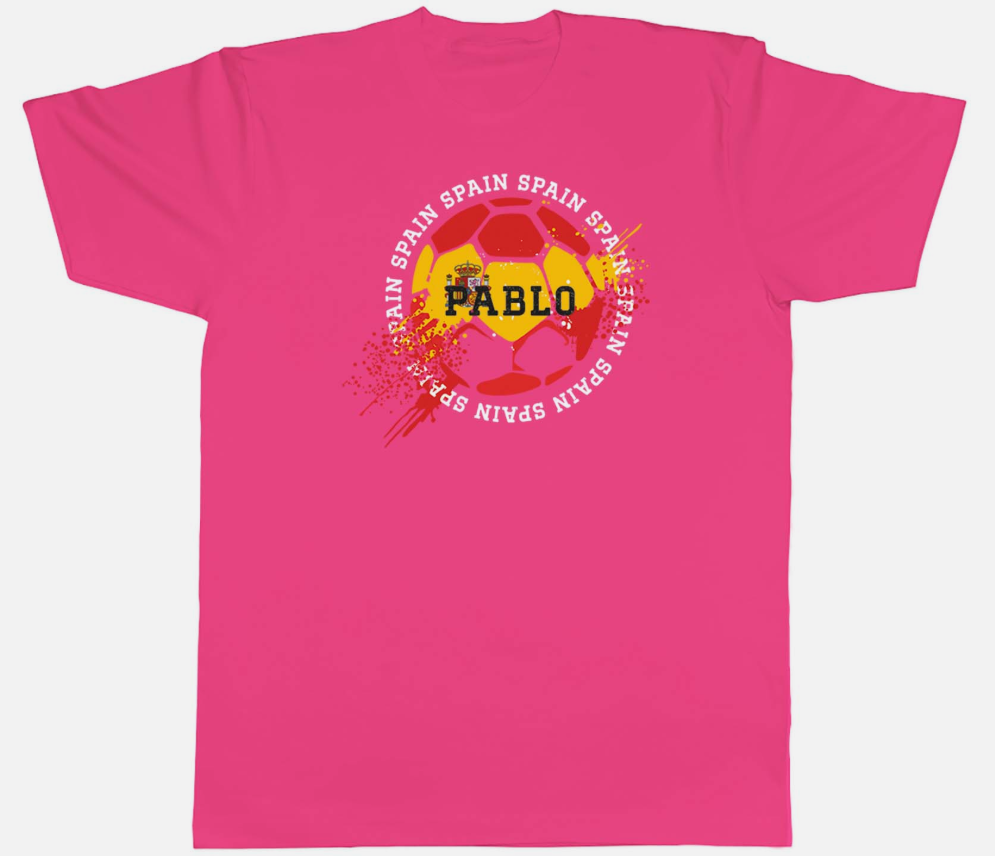 Personalised Spain Football Sports Mens Unisex T-Shirt Tee Gift