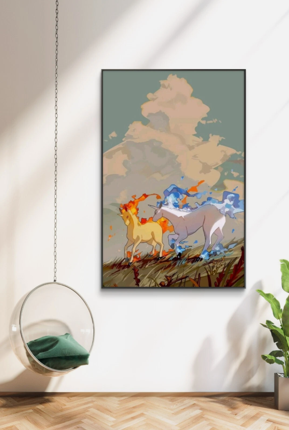 Rapidash PokeArt Canvas Poster Anime Wall Art Home Decor