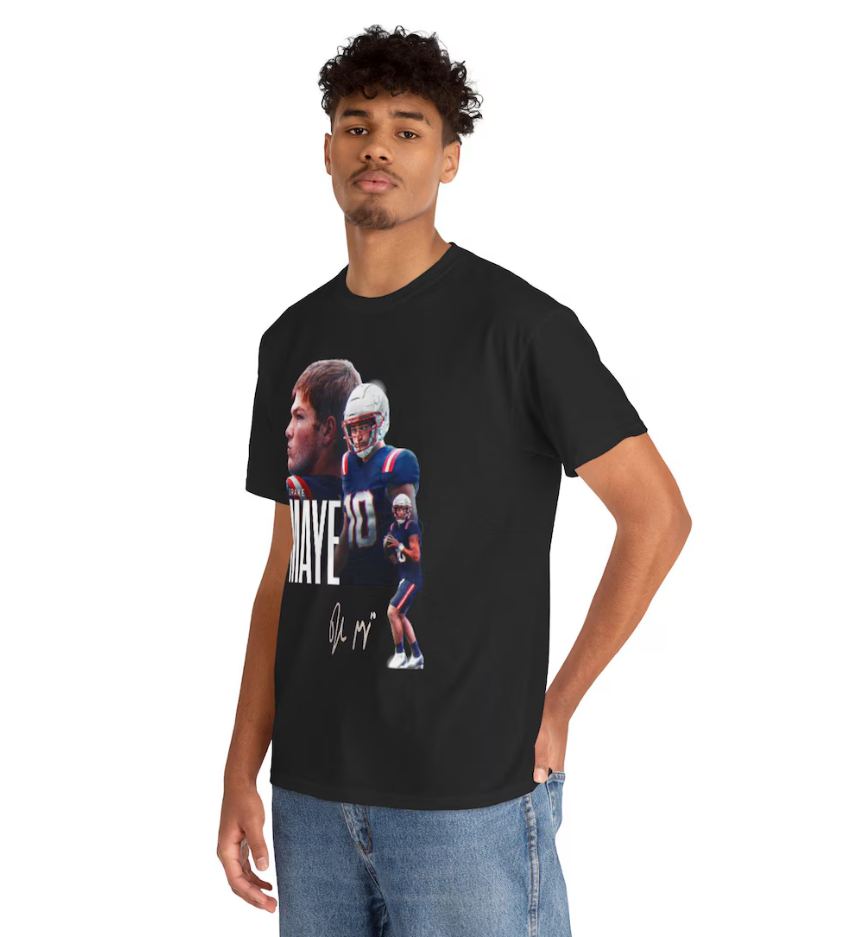 Drake Maye New England T-Shirt Graphic Autograph Edition Football Player Graphic Tee