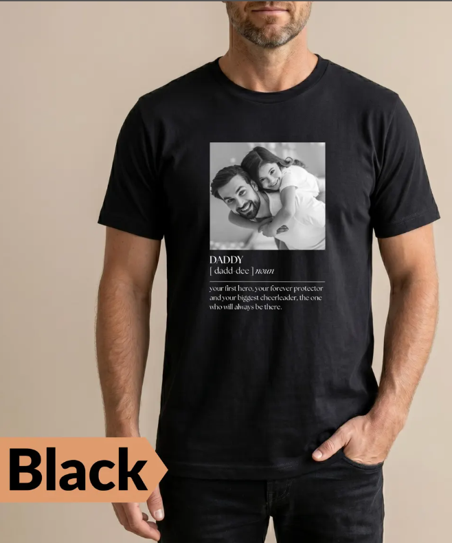 Personalized Daddy Definition Shirt – Custom Photo Dad Tee – Father’s Day Gift from Kids – Minimalist Family Shirt