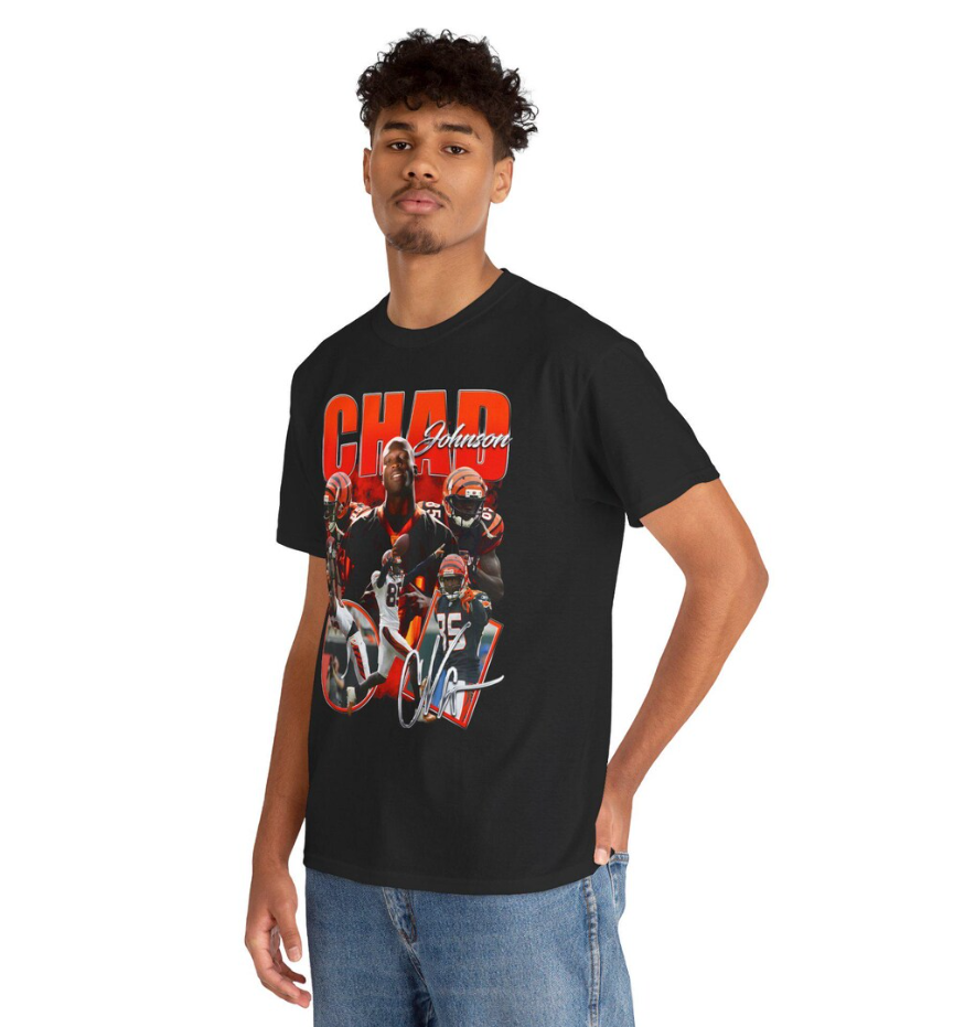 Chad Johnson Ocho Cinco v1 Cincinnati JaMarr Chase Carson Palmer AJ Green Andy Dalton Geno Atkins Terrell Owens Joe Burrow Boomer NFL Shirt