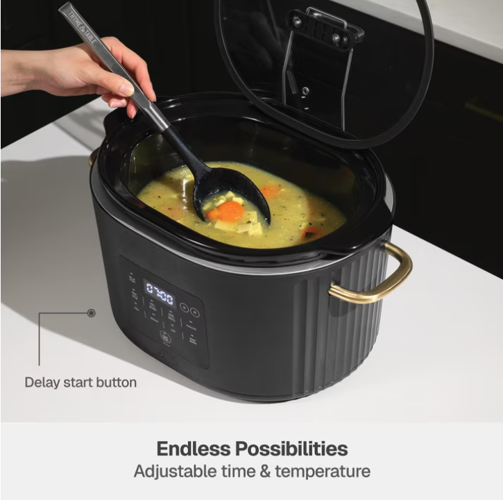Thyme & Table 6QT Programmable Slow Cooker, Slate Grey