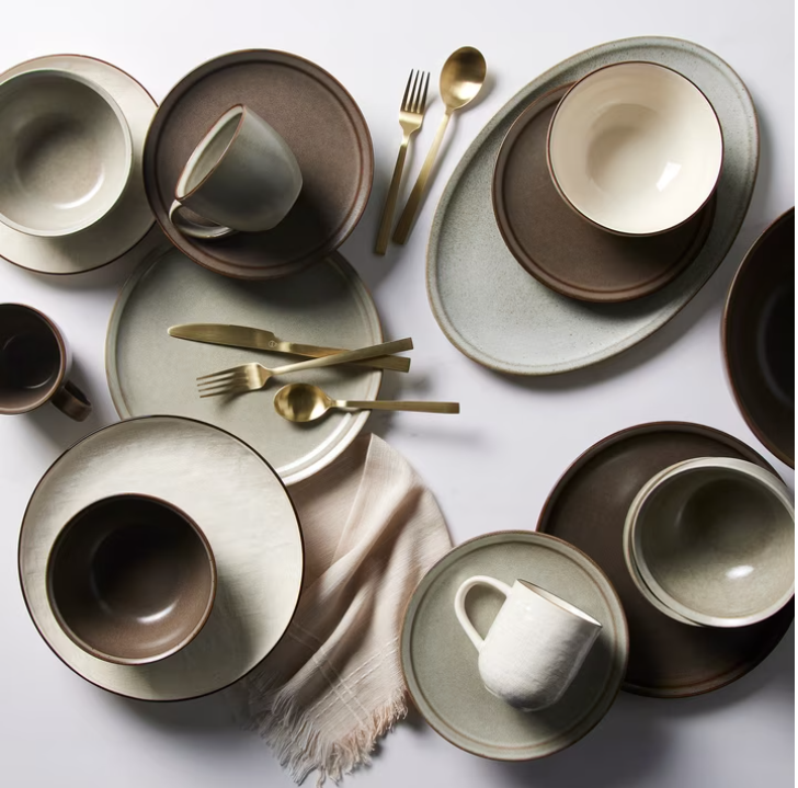 Better Homes & Gardens Banks Brown 12-Piece Stoneware Dinnerware Set, Service for 4