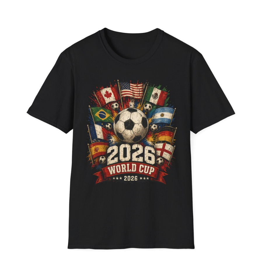 Soccer World Cup 2026 T-Shirt - Canada, USA, Mexico Host Nation Apparel - Vintage Distressed Style - Football Fan Gift