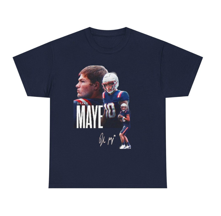 Drake Maye New England T-Shirt Graphic Autograph Edition Football Player Graphic Tee