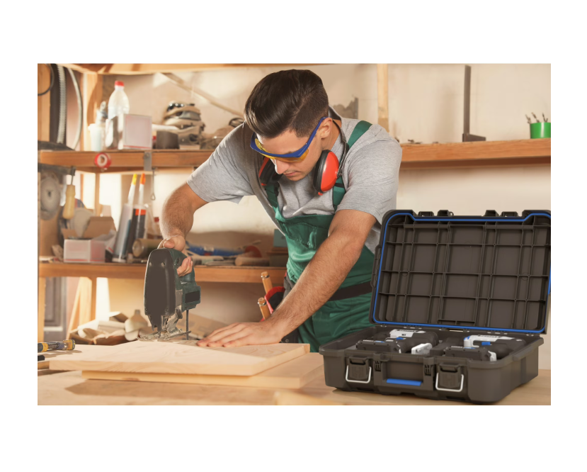 HART Stack System Tool Box with Small Blue Organizer & Dividers, Fits HART's Modular Storage System