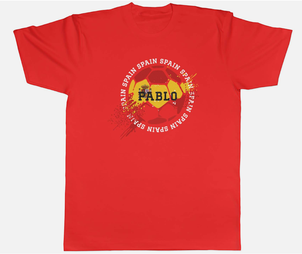 Personalised Spain Football Sports Mens Unisex T-Shirt Tee Gift