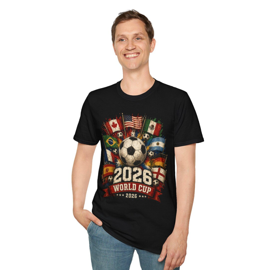 Soccer World Cup 2026 T-Shirt - Canada, USA, Mexico Host Nation Apparel - Vintage Distressed Style - Football Fan Gift