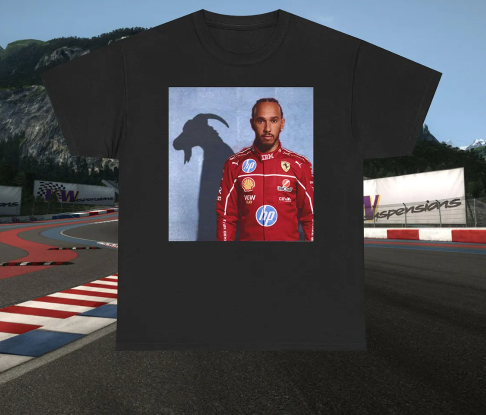Ferrari Lewis Hamilton Goat Shadow Printed Formula 1 T-Shirt