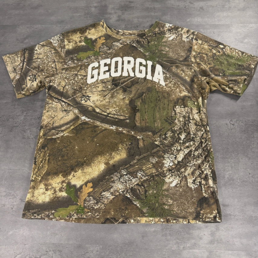 Realtree Georgia Camo T-Shirt Mens Green Brown APX Hunting Graphic Tee