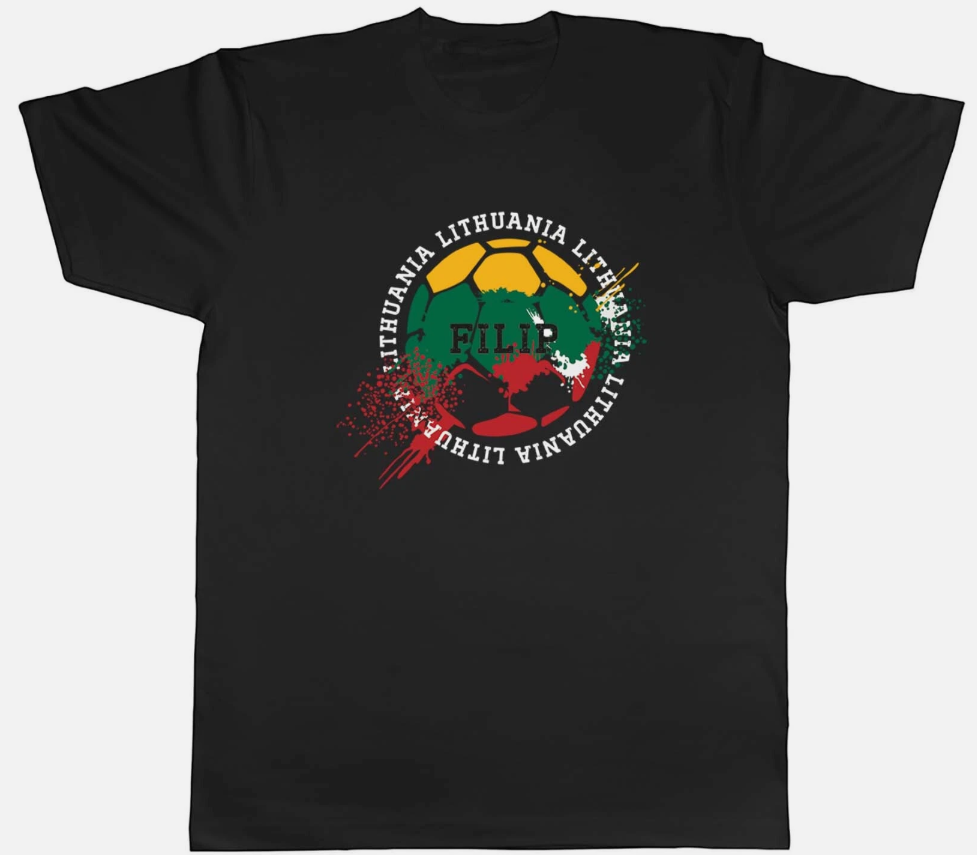 Personalised Lithuania Football Sports Mens Unisex T-Shirt Tee Gift