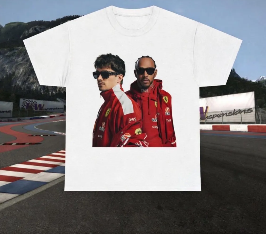 Hamilton & Leclerc Ferrari Formula 1 Racing Shirt, Retro Motorsport Fan Tee, F1 gifts